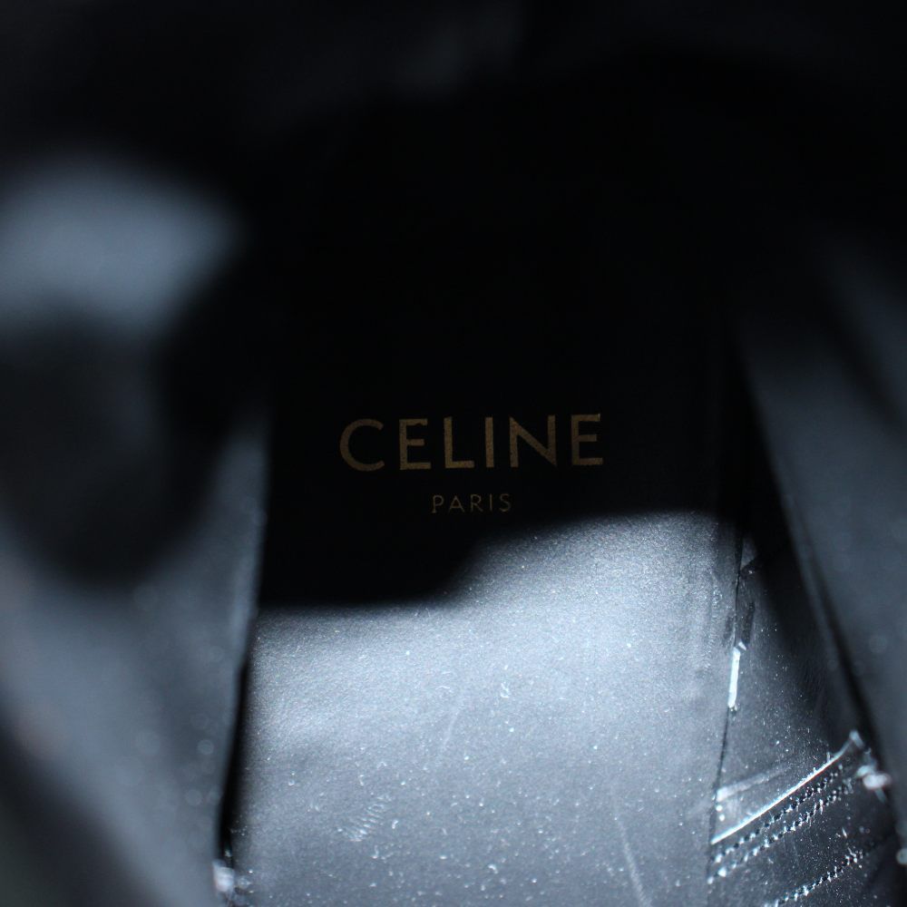 Celine Short Boots Leather Belt Pointed Toe Logo 36 Black — view 6