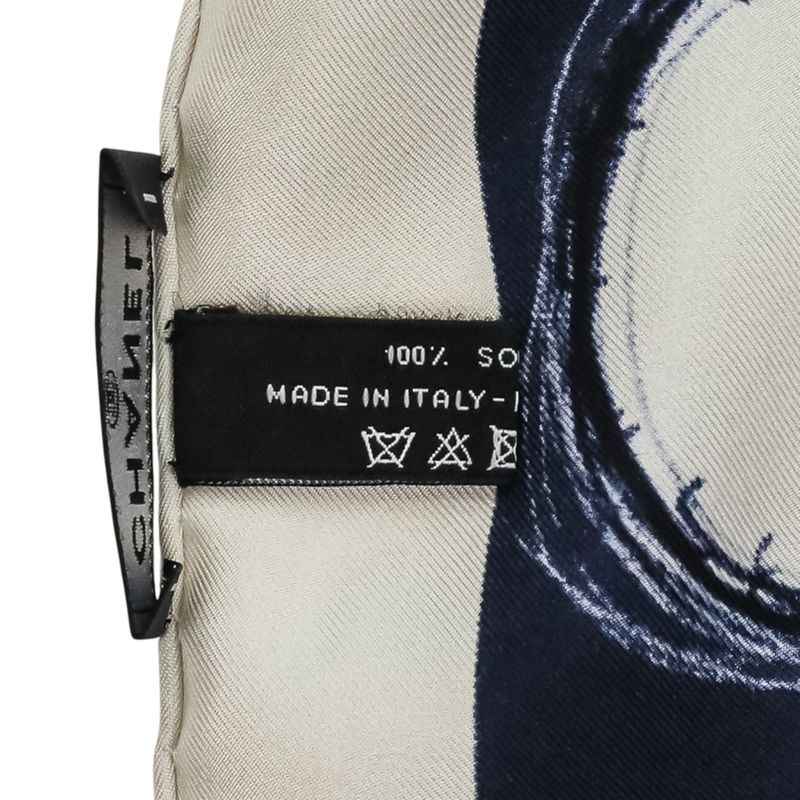Chanel 17K CC Logo Planet Silk Scarf Ivory Navy Ivory