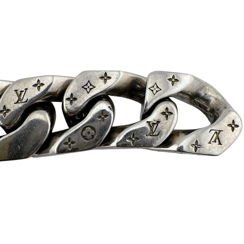 Louis Vuitton Bracelet Monochain Monogram Eclipse Leather Silver