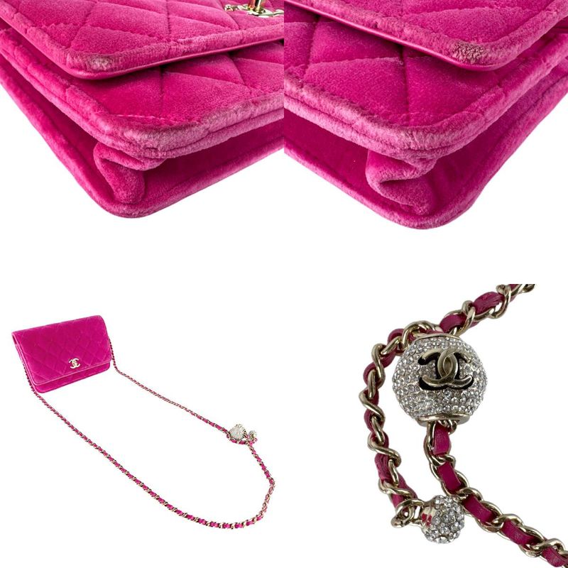 Chanel Chain Wallet Velvet Pink