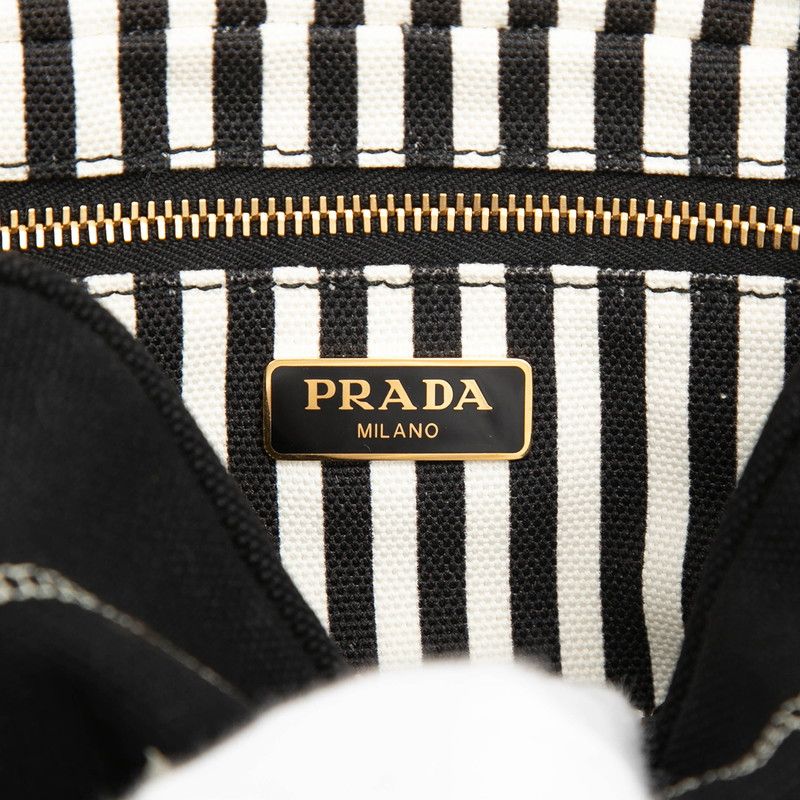 Prada Logo Canapa Mini Pouch Case Black Canvas