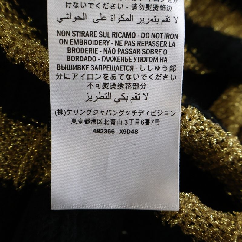 Gucci Patch Long Sleeve Lame Thread Sweater Black Gold