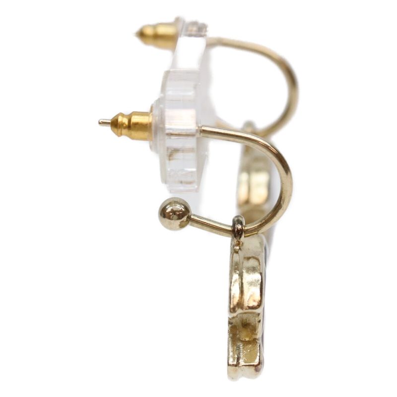 Chanel Gold Red Comic Mark Hoop Earrings