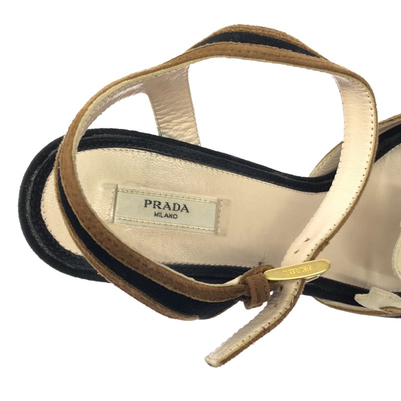 Prada Flower Sandal Suede Black
