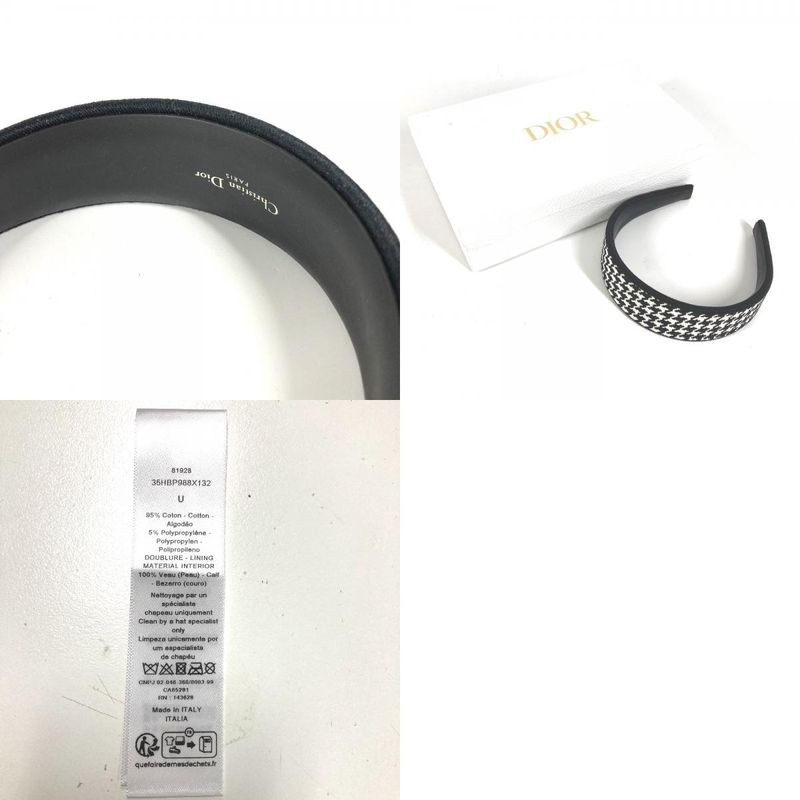Dior Headband Houndstooth Logo Cotton Black White