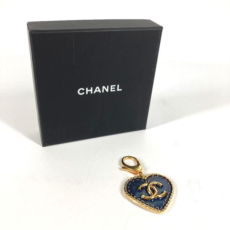 Chanel Key Holder Heart CC Logo Denim Metal Blue