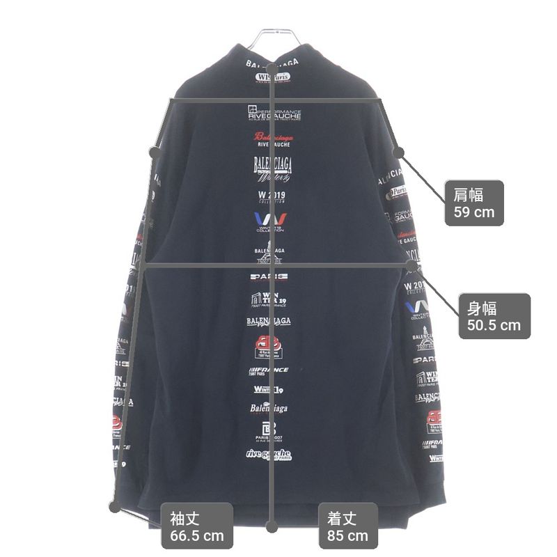 Balenciaga Multi Logo Turtle Neck Long Sleeve Tee Shirt