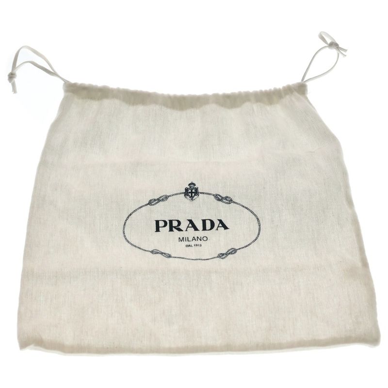 Prada Shoulder Back Saffiano Mini Bag Black Leather Silver