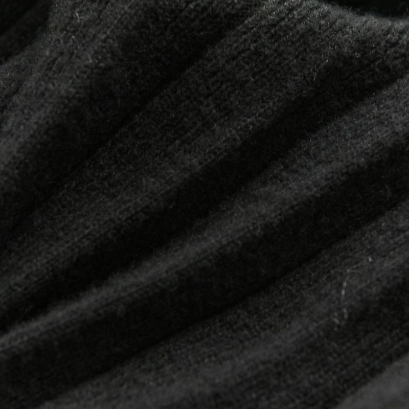 Chanel Pleated Wool Knit Dress 38 Black