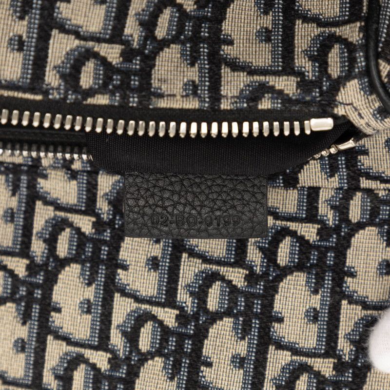 Dior Oblique Saddle Beige Navy Canvas Leather Shoulder Bag