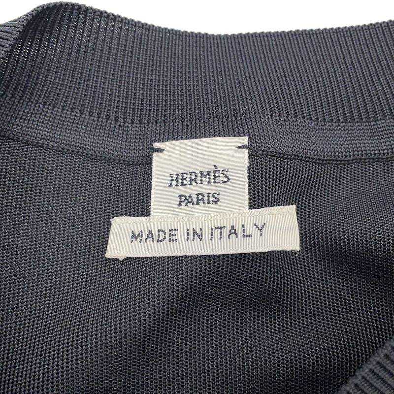 Hermes Short Sleeve T-Shirt Twill Chaine D'ancre Silk 36 Black White