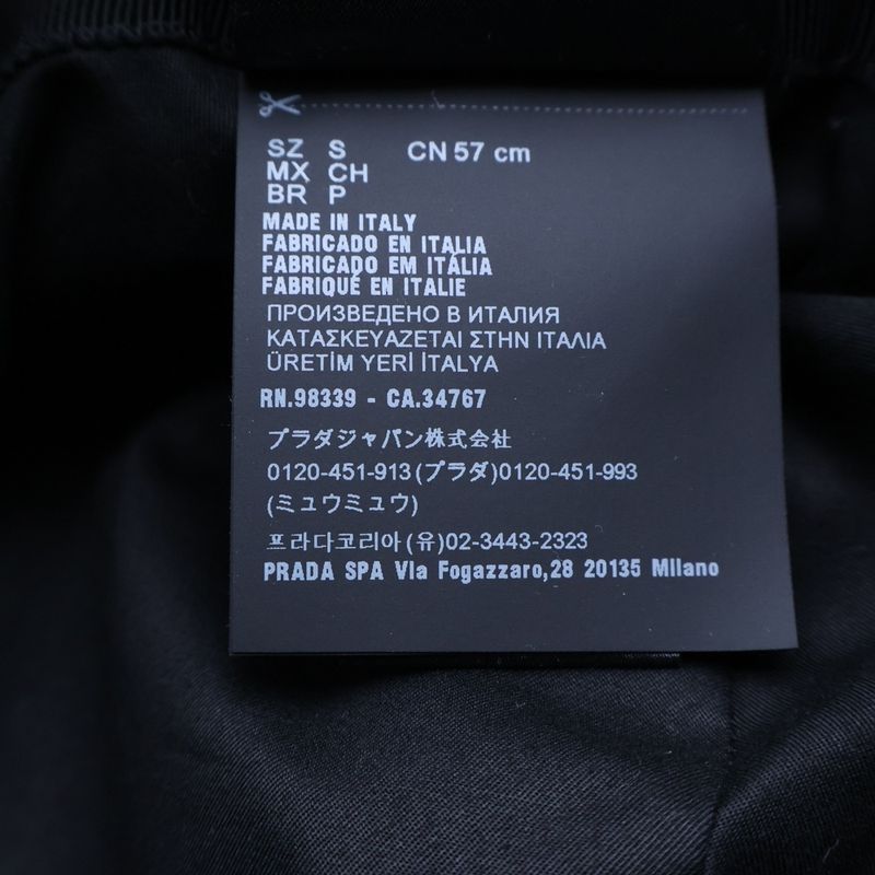 Prada Triangle Plate Wool Bucket Hat Black