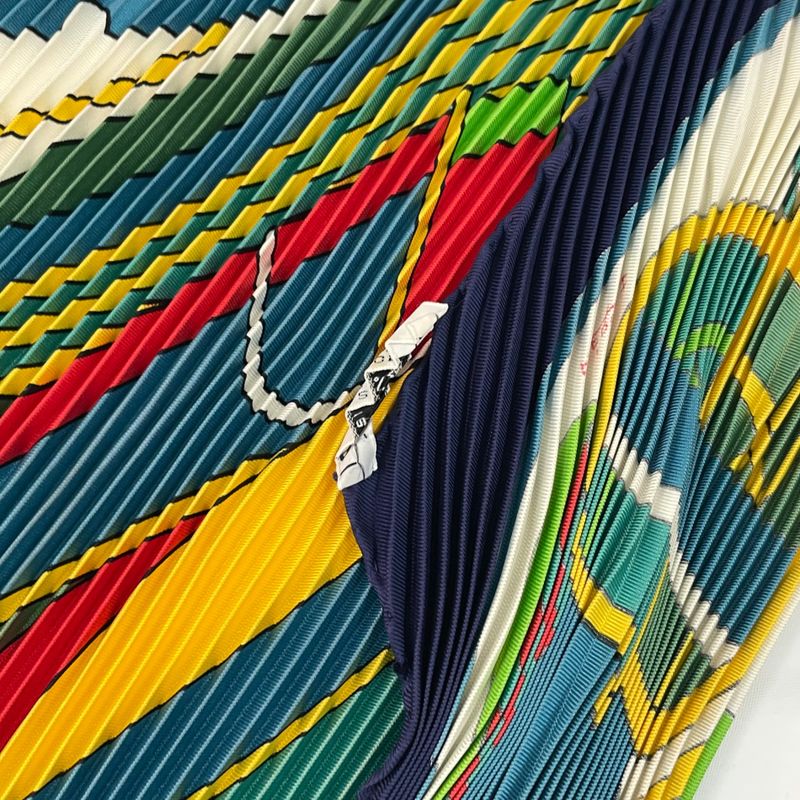 Hermes Scarf Pleated Silk Thalassa Navy