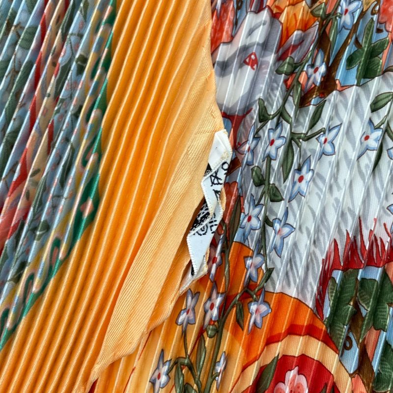 Hermes Scarf Pleated Axis Mundi Center of the World Yellow