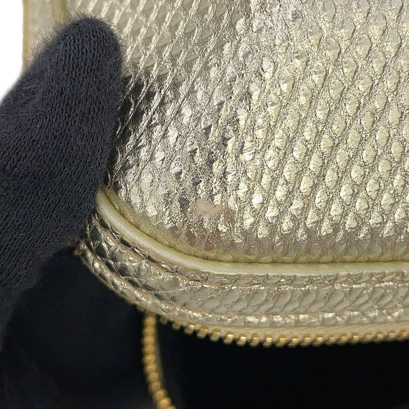 Bvlgari Handbag Serpenti Vanity Bag Calung Embossed Leather 2-Way Champagne