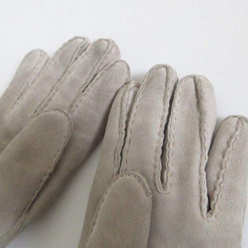 Gucci Horsebit Mouton Gloves Inner Boa Light Gray 6.5