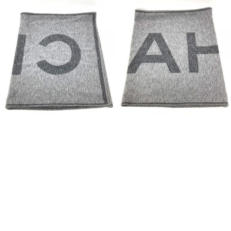 Chanel Scarf Logo Cashmere Gray