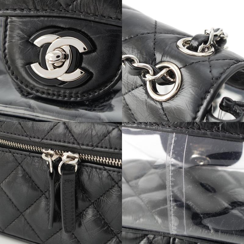 Chanel Leather Quilted Clear Backpack Black