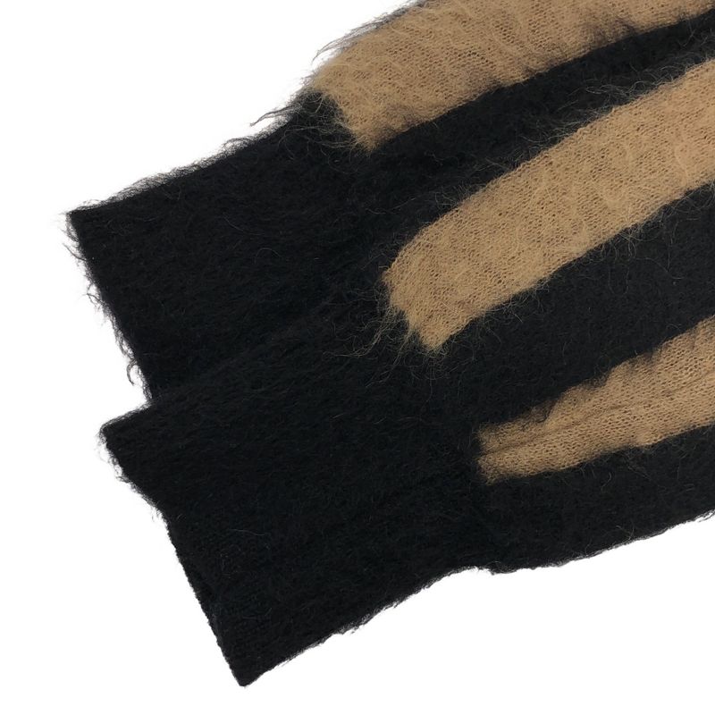 Loewe Check Stripe Turtleneck Mohair Knit Pullover Brown Black XS Sweater X