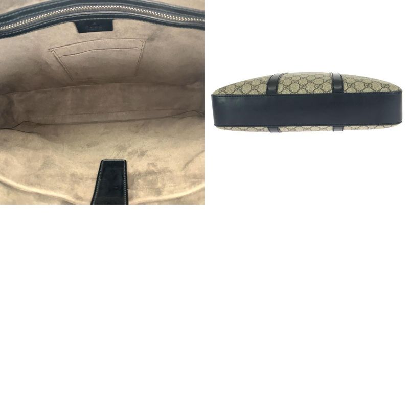 Gucci 2-Way Beige Black Silver GG Supreme Canvas Leather