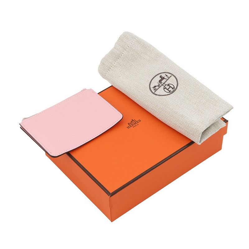 Hermes Wallet Roulis Slim Rose Sakura Silver Chevre Misor