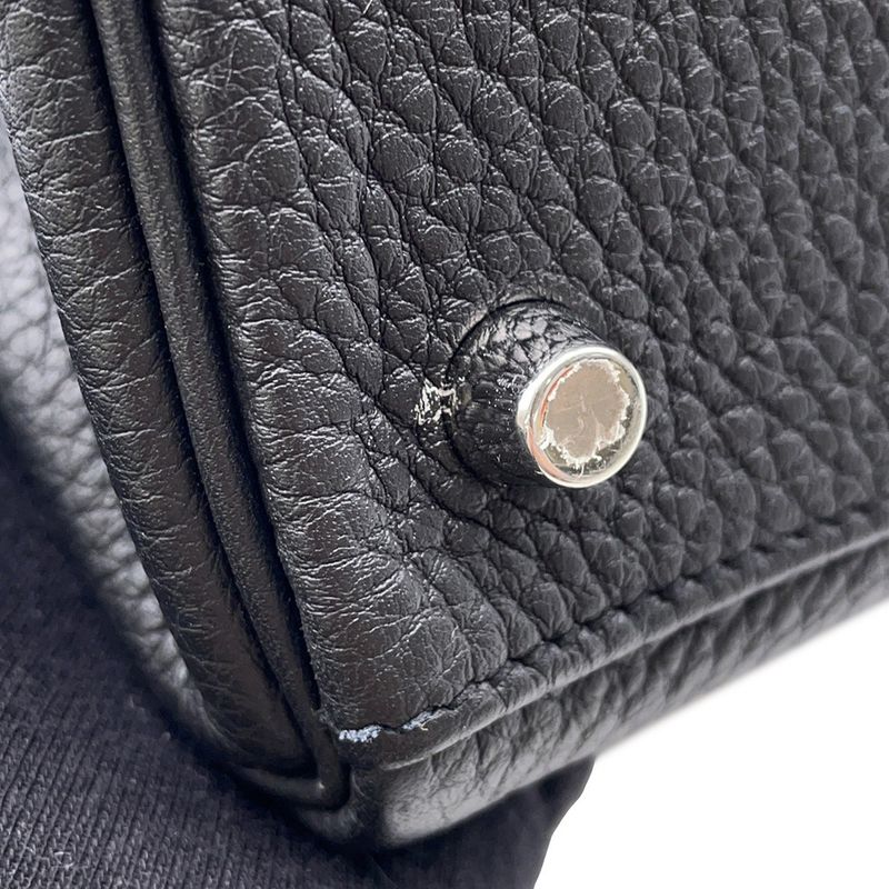 Hermes Handbag Kelly 28 Inner Sewing Black Silver Togo 2-Way