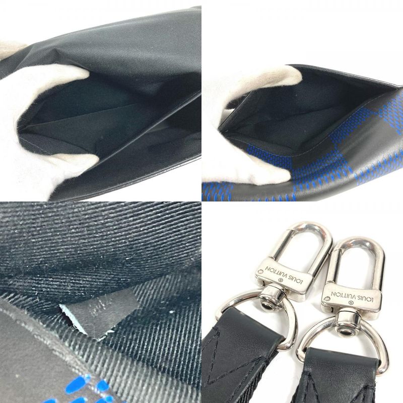 Louis Vuitton Shoulder Bag Studio Messenger Leather Black Blue
