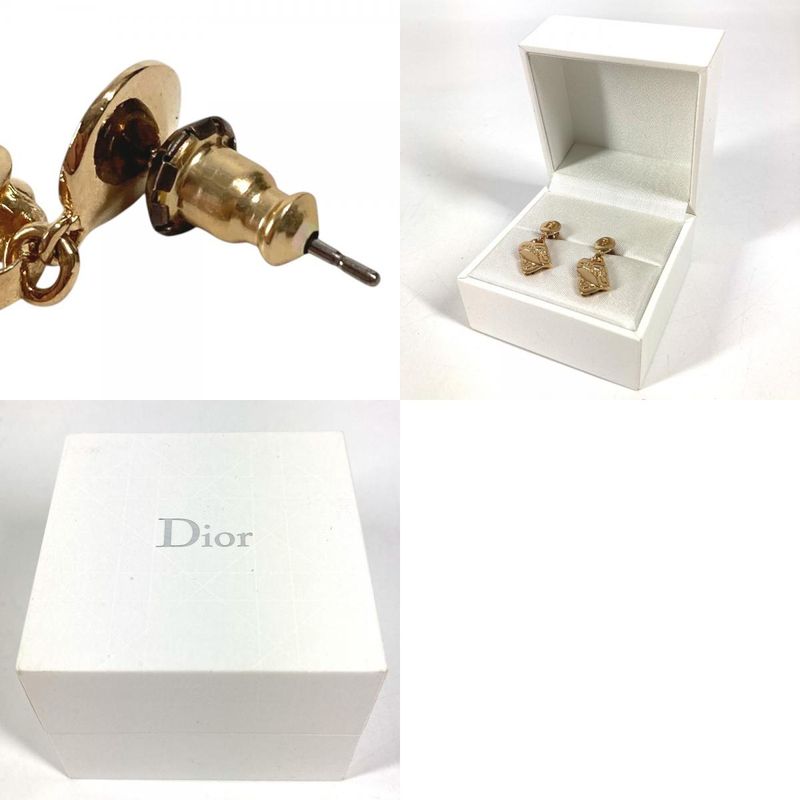 Dior Earrings Saddle Bag Logo Metal Gold