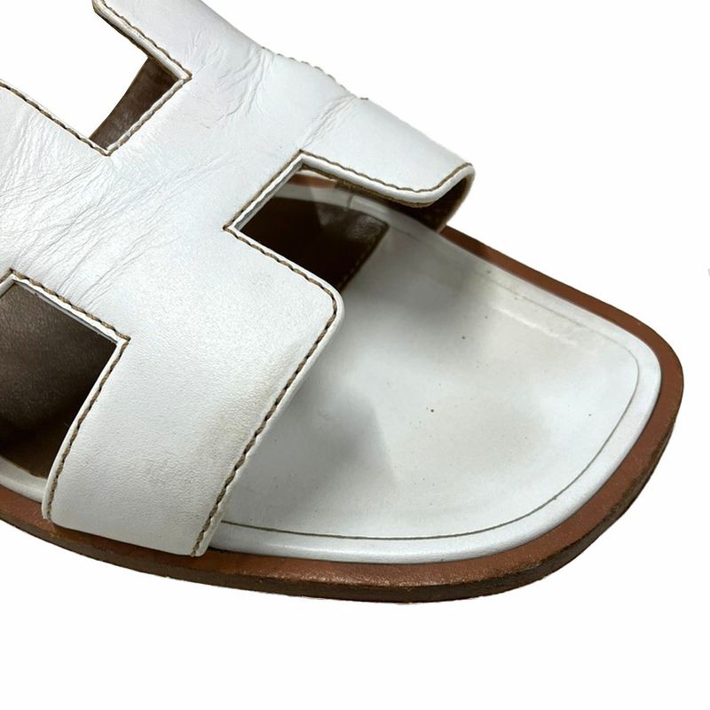 Hermes Oran Sandal White 37.5