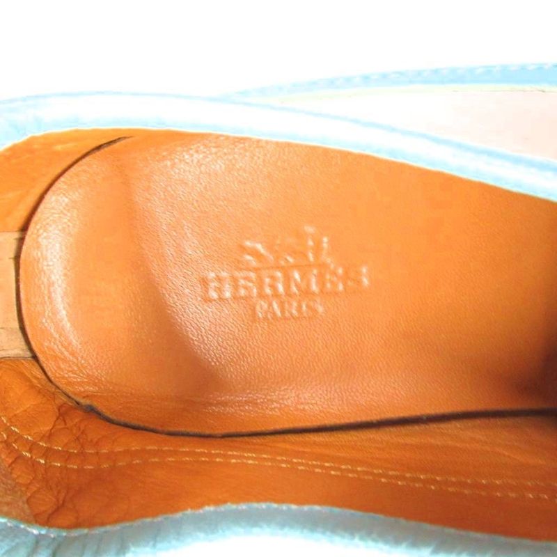 Hermes Quick Leather Suede Sneakers Shoes 37 Light Blue White YJ Light