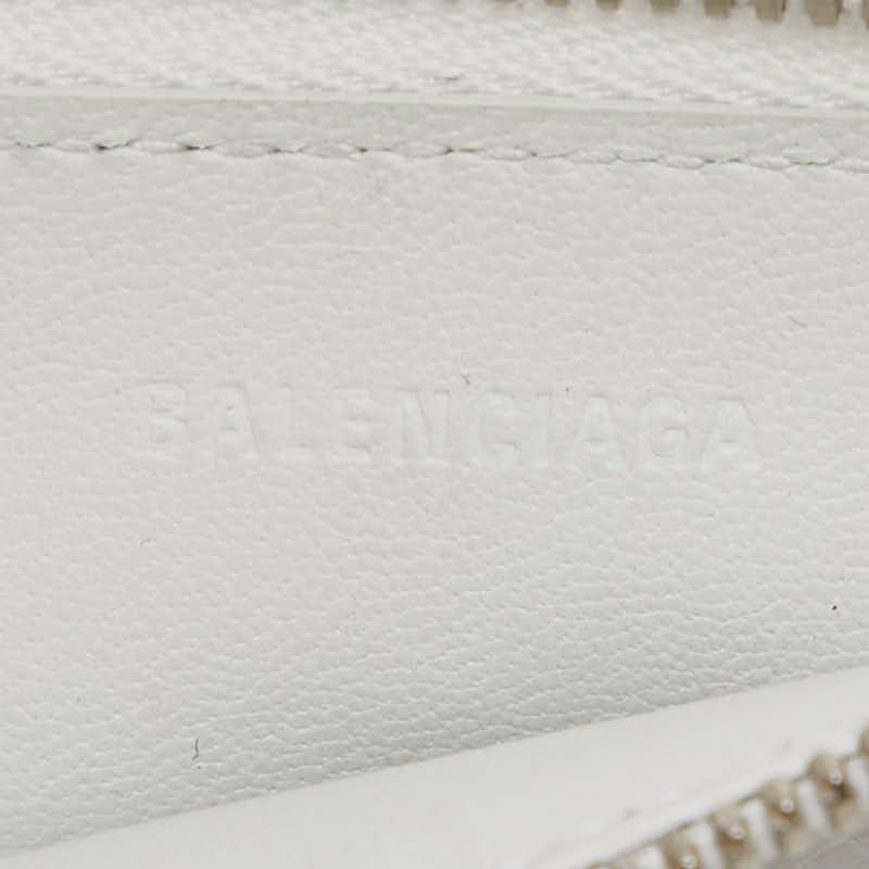 Balenciaga Diy Metal Logo Card Case Coin Purse White Black Leather