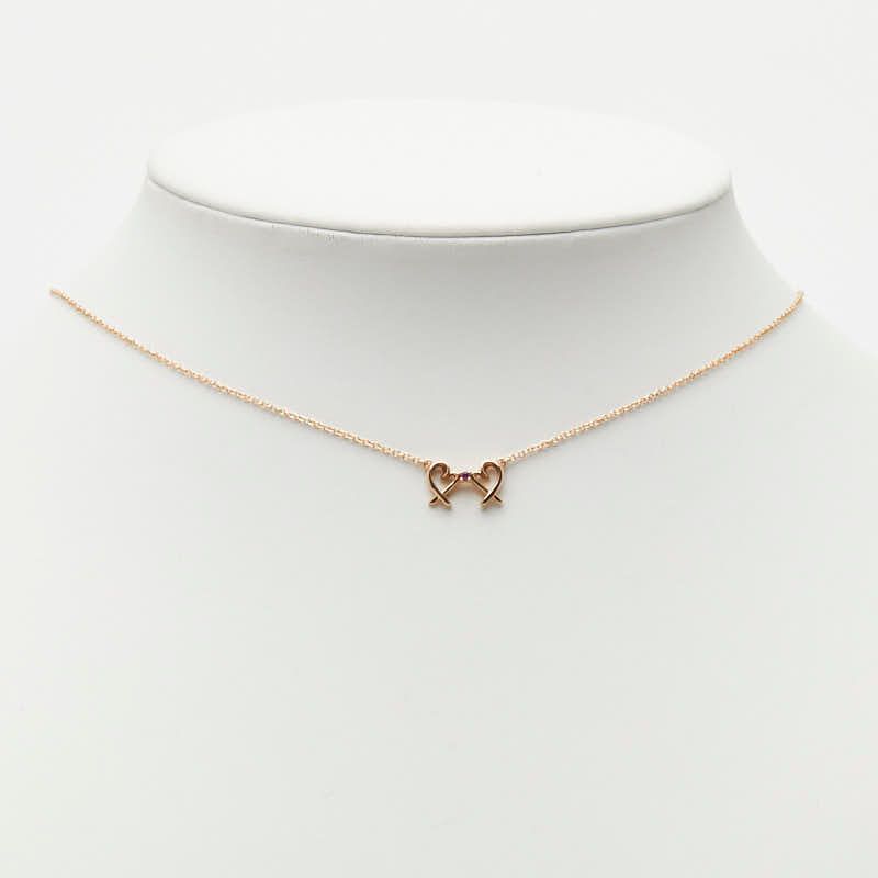 Tiffany & Co Paloma Picasso Double Loving Heart Chain Pendant Necklace Pink