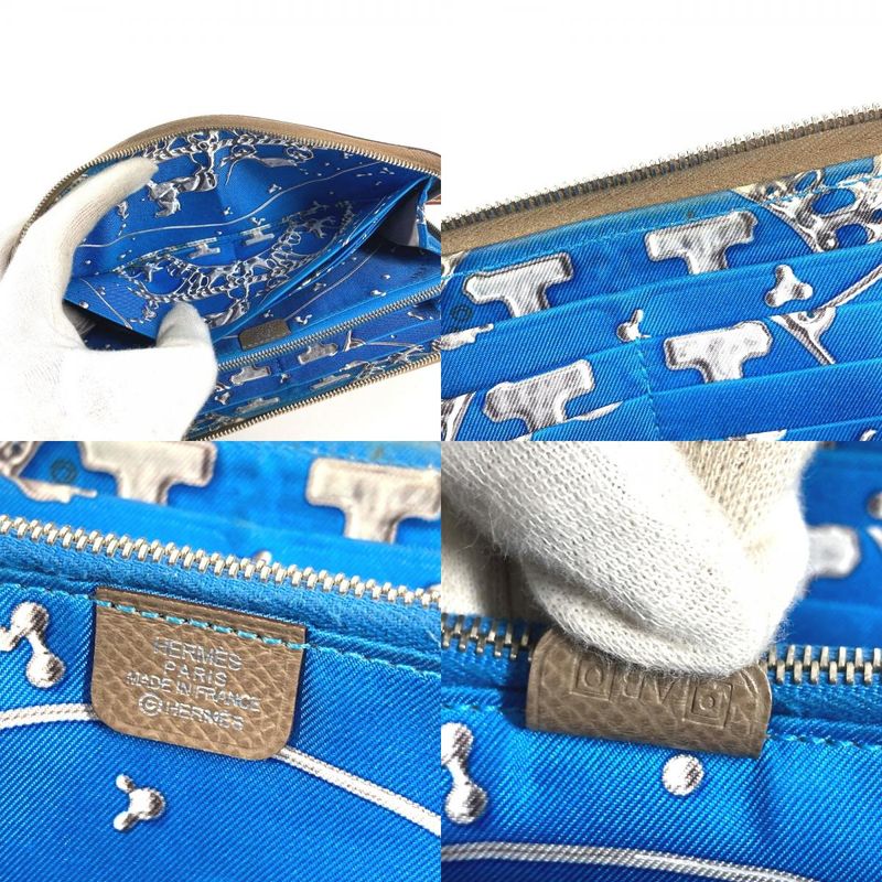 Hermes Wallet Azap Long Silk in Etoupe Gray