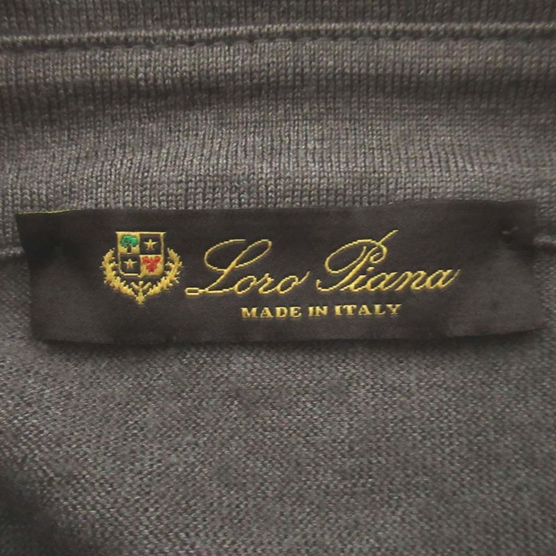 Loro Piana Cashmere Silk Long Sleeve Knit Polo Shirt 52 Khaki