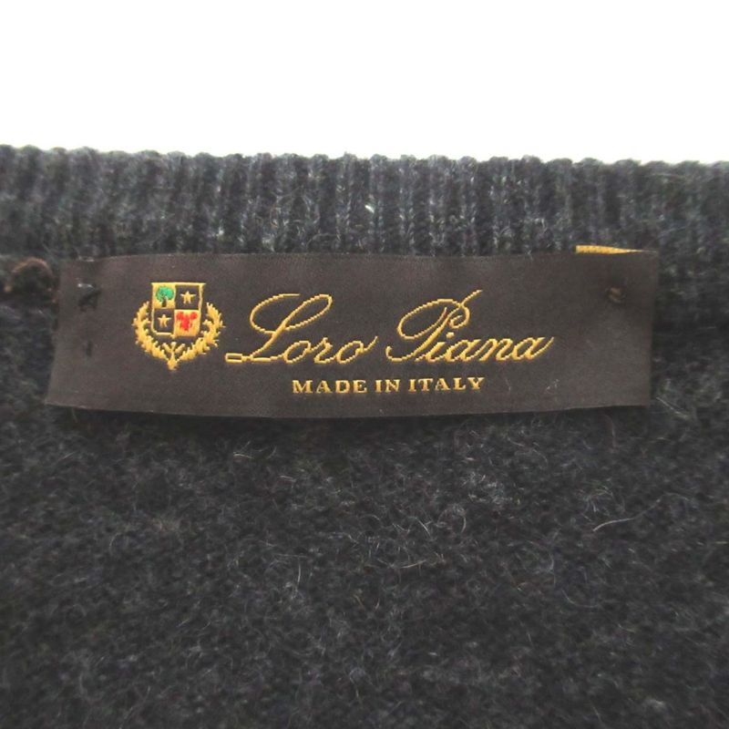 Loro Piana Cashmere Long Sleeve Melange Knit Sweater 52 Charcoal Grey
