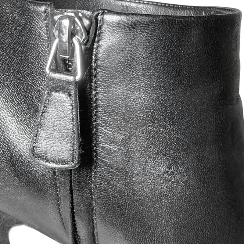 Chanel CC Logo Leather Short Boots Booties 36.5