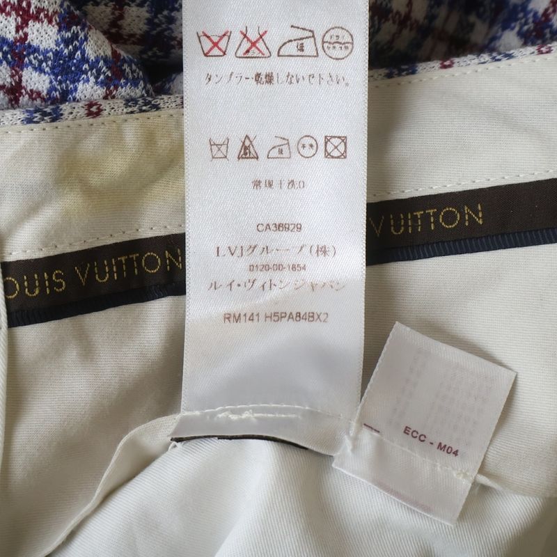 Louis Vuitton Cotton Glen Check Shorts Blue Red Pants Blue-red