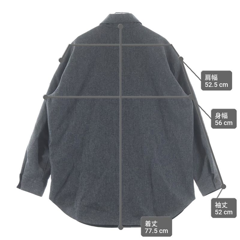Moncler Long Sleeve Wool Shirt with Logo Patch Gray