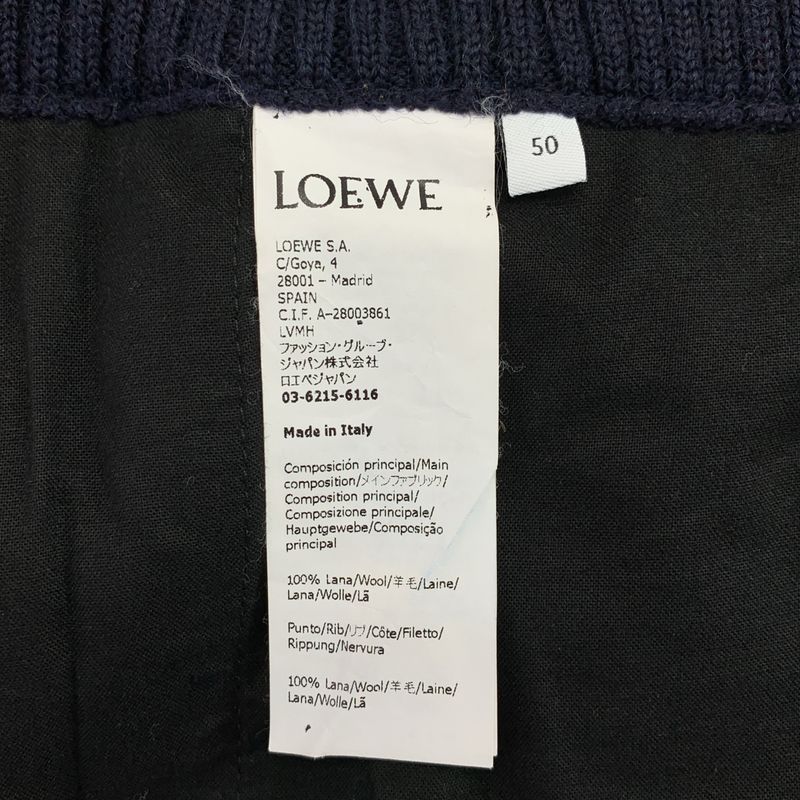 Loewe Wool Gabardine Wide Easy Pants 50 Navy