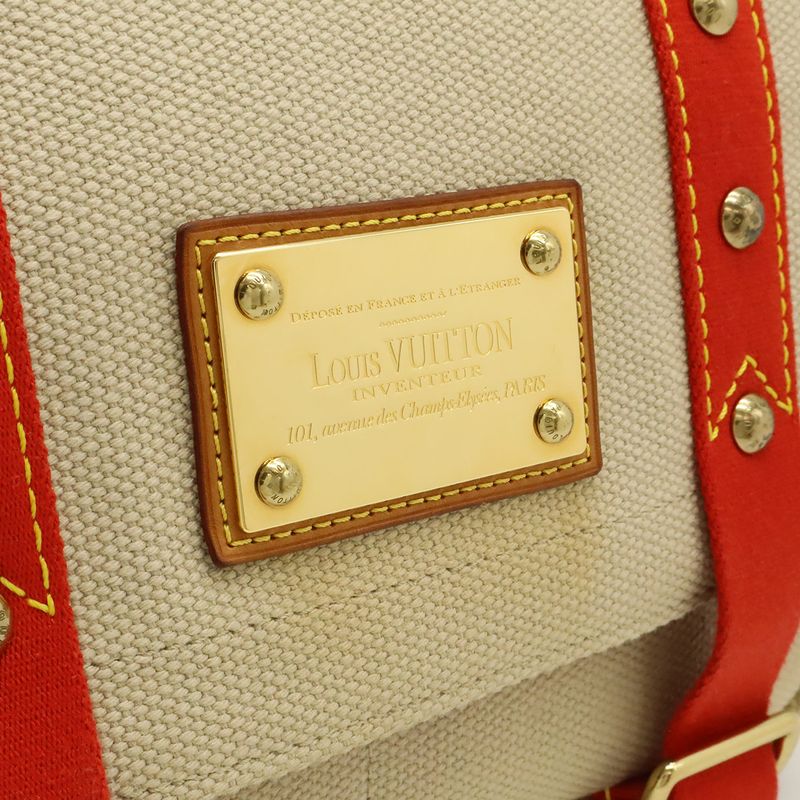 Louis Vuitton Antigua Besace PM Shoulder Bag Crossbody Canvas Beige Red