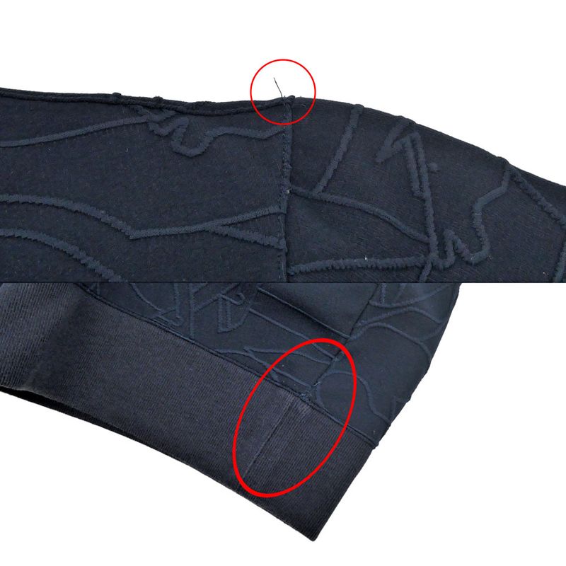Hermes Long Sleeve Shirt Horse Pattern Embossed Navy