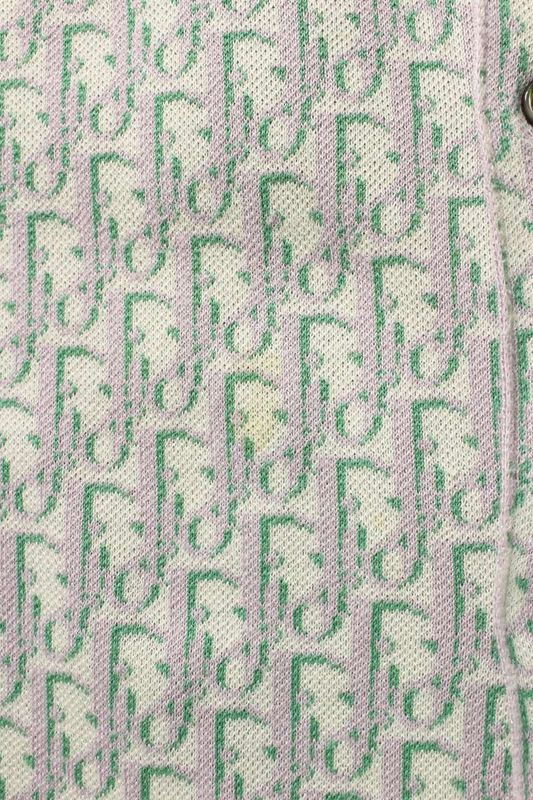 Dior Oblique Allover Pattern Knit Long Sleeve Shirt XL Pink White Green