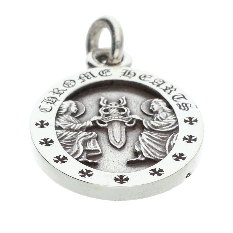 Chrome Hearts Angel Medal Oval Silver Necklace Top