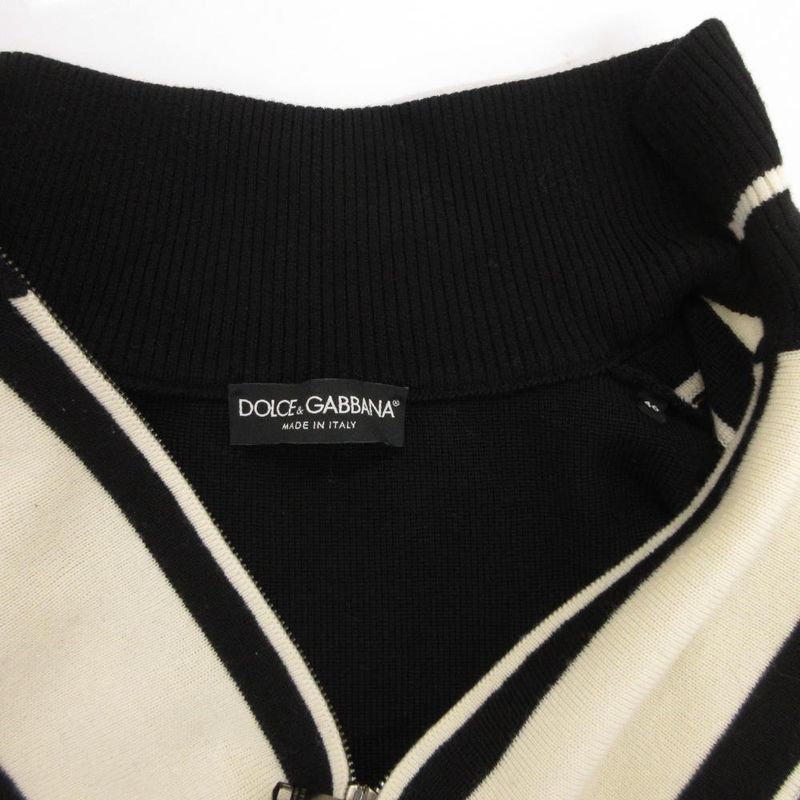 Dolce & Gabbana Driver's Knit Sweater Jacket Bicolor 46 White Black
