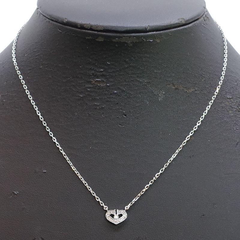 Cartier 18K White Gold C Heart Diamond Necklace Pendant