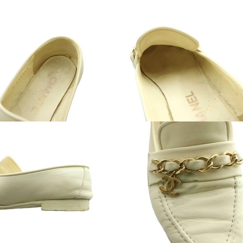 Chanel CC Logo Chain Loafer Leather 35.5 Ivory SS
