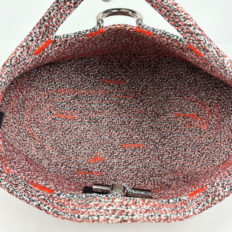 Balenciaga Logo Zig Zagga 2-Way Shoulder Bag Canvas Orange Black Multi-color