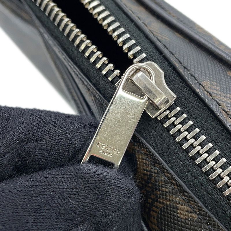 Celine Shoulder Bag Triomphe Horizontal Leather Black Brown