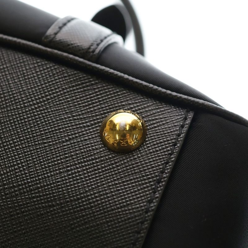 Prada Tessuto Saffiano Nylon Leather 2-Way Bag Black