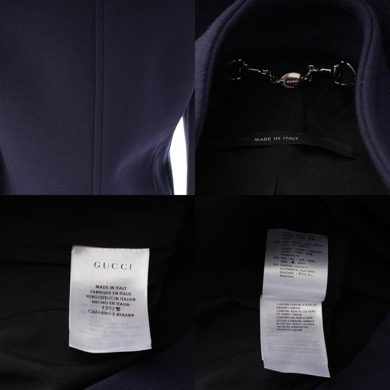 Gucci Wool Logo Button Short Tailored Jacket Navy 36